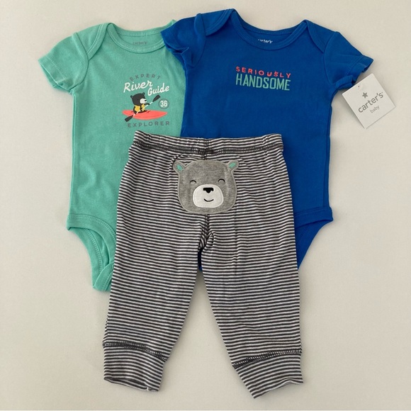 Baby Boy 3 12 18 24 Months Bear Bodysuit Pants Set Outfit Spring Summer - Picture 1 of 6